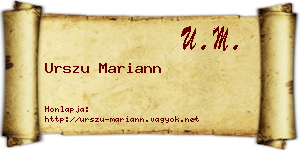 Urszu Mariann névjegykártya