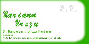 mariann urszu business card